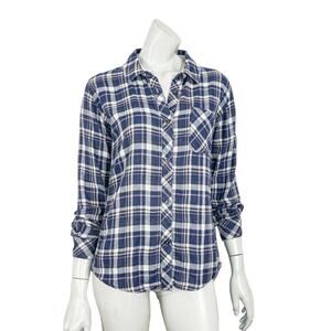 Rails Button up Flannel Shirt in Blue Plaid Cotton Women's Size Small
